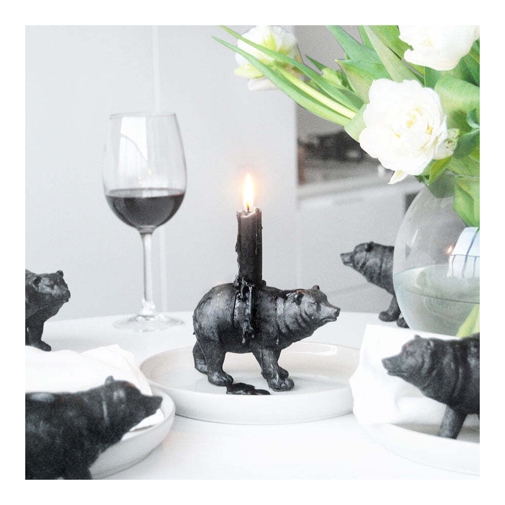 White Moose Resin Bear Candle Holder Home Tabletop Ornament Decor Black (2 Pack) — image 3
