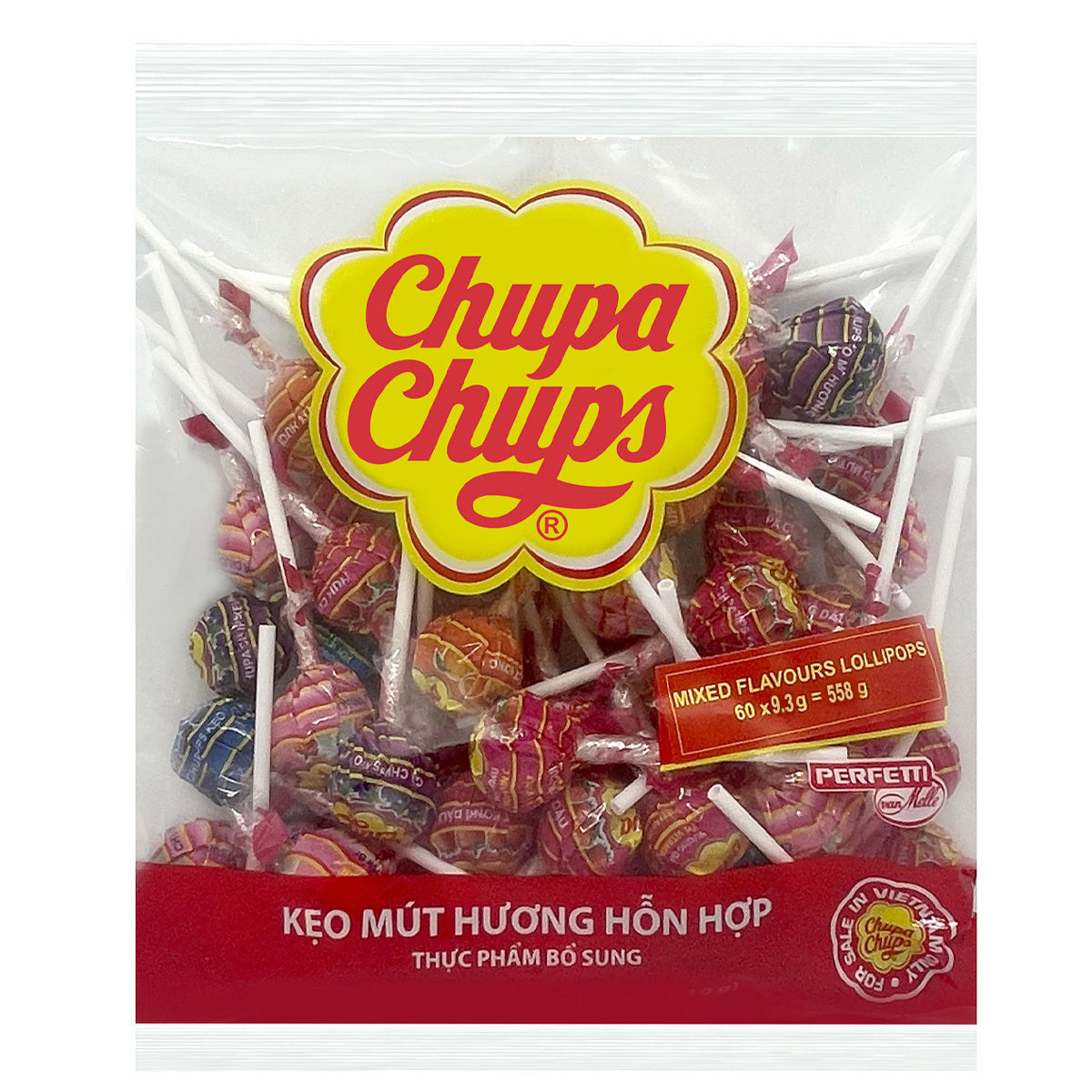 Chupa Chups 9.3g Mixed Flavour Lollipops Candy Sweets/Lollies Confectionery (60 Pieces)