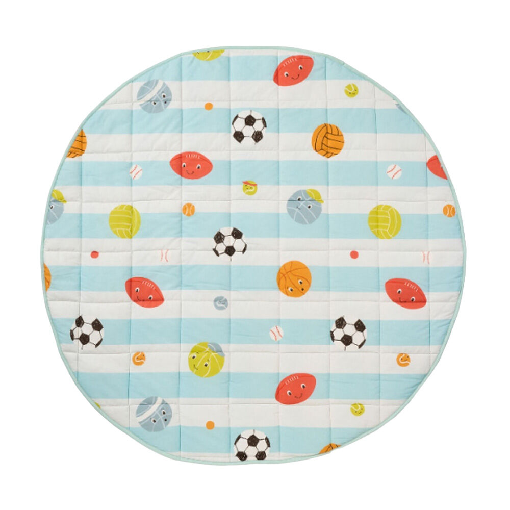 Linen House Kids Have a Ball Play Mat - Quilted Cotton Percale Front - 200 GSM Polyester Fill - Sport Themed Design with Orange and Chartreuse — image 3