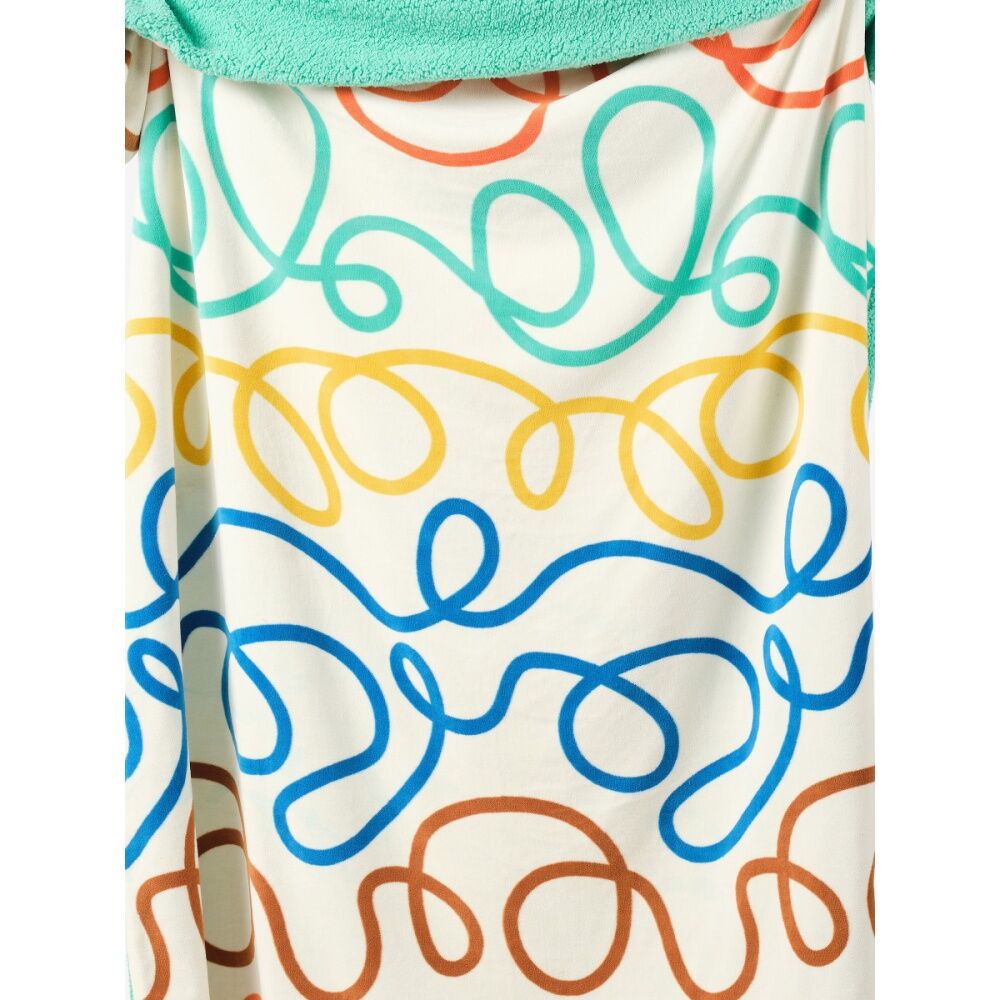 Linen House Kids Squiggle Blanket - Colorful Abstract Looping Lines On White Background - 180 x 220cm Soft Fabric