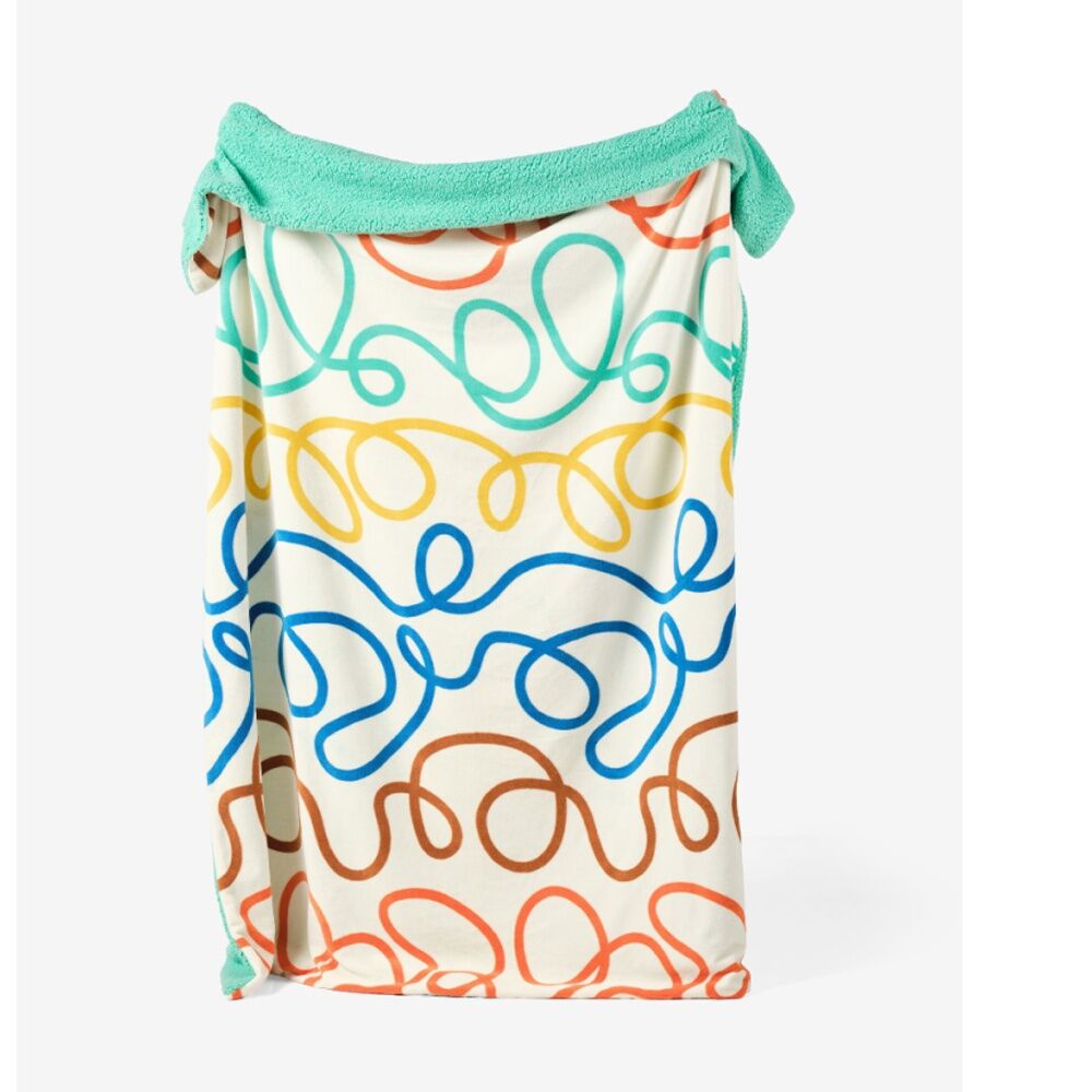 Linen House Kids Squiggle Blanket - Colorful Abstract Looping Lines On White Background - 180 x 220cm Soft Fabric — image 2