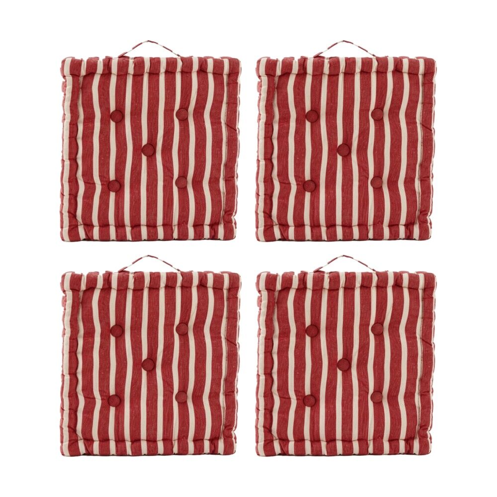 Cdsi Essential Box Cushion Stripe Recycled Cotton Polyester Red 40x40x8cm (4 Pack)