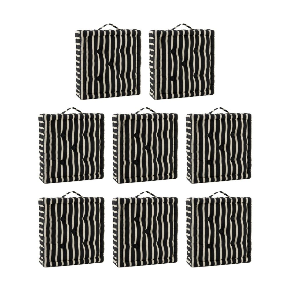 Cdsi Essential Box Cushion Stripe Recycled Cotton Polyester Black 40x40x8cm (8 Pack)