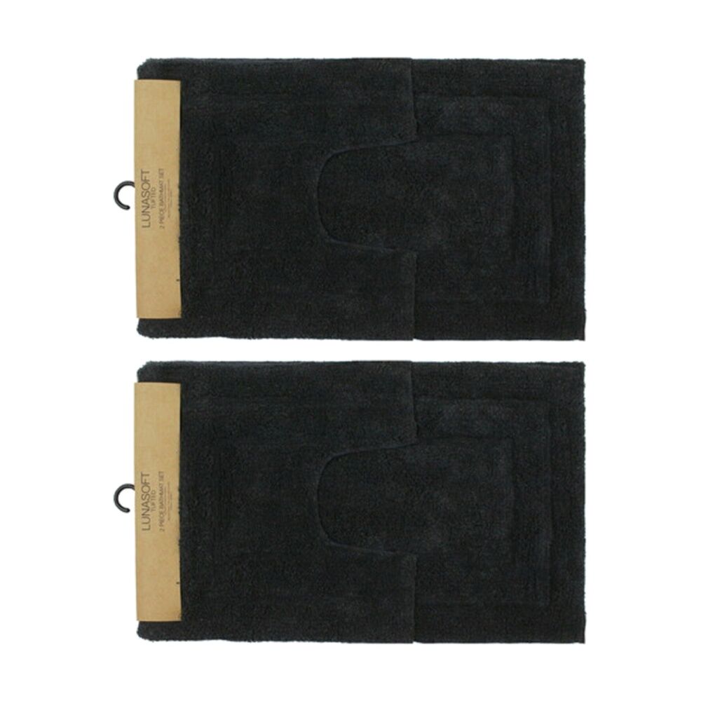 Cdsi 2x2pc CDSI Lunasoft Tufted Bathset Cotton Set Charcoal Grey 50x80cm & 50x50cm (2 Pack)