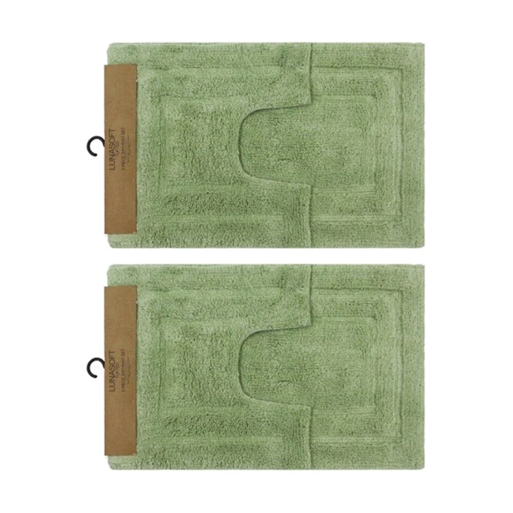 Cdsi 2x2pc CDSI Lunasoft Tufted Bathset Cotton Set Sage Green 50x80cm & 50x50cm (2 Pack)