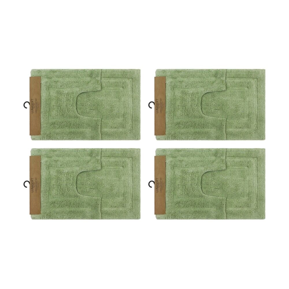 Cdsi 4x2pc CDSI Lunasoft Tufted Bathset Cotton Set Sage Green 50x80cm & 50x50cm (4 Pack)