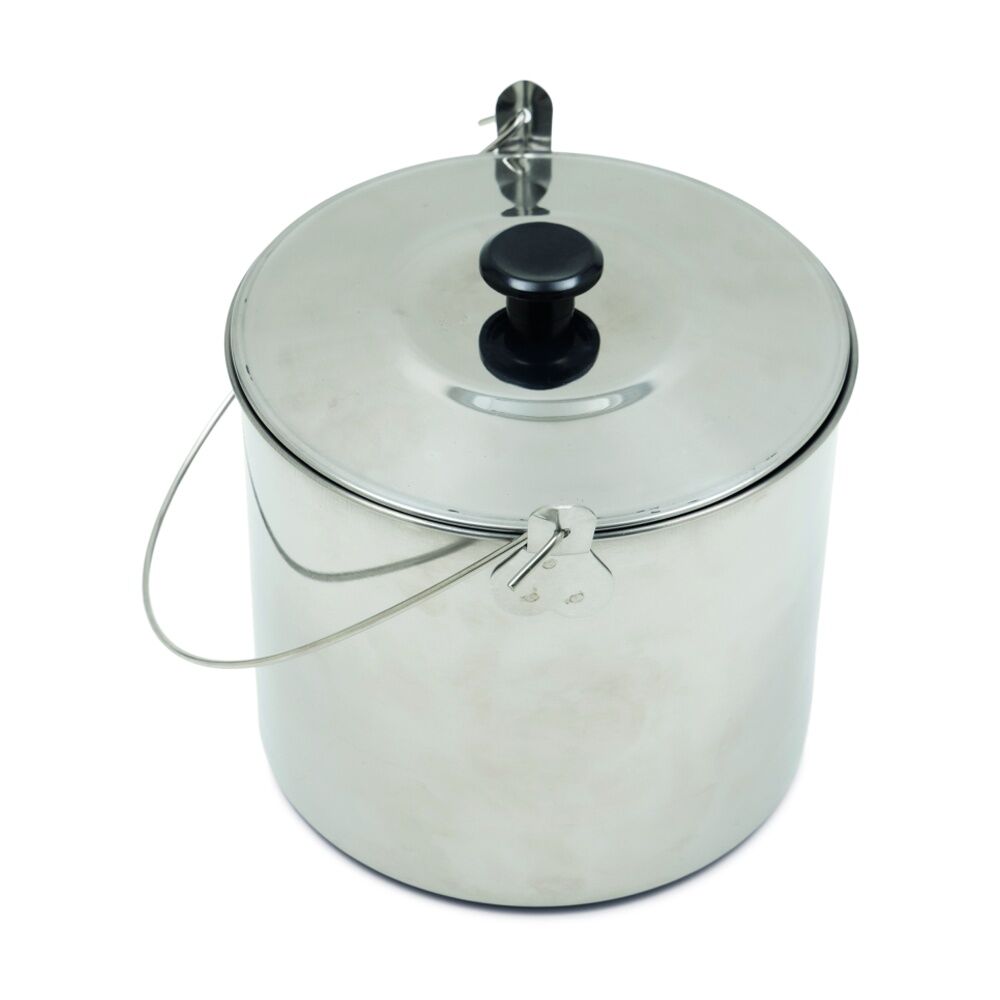 Campfire Stainless Steel Billy Camping Pot Bail Handle Secure Lid 2.8L Campfire