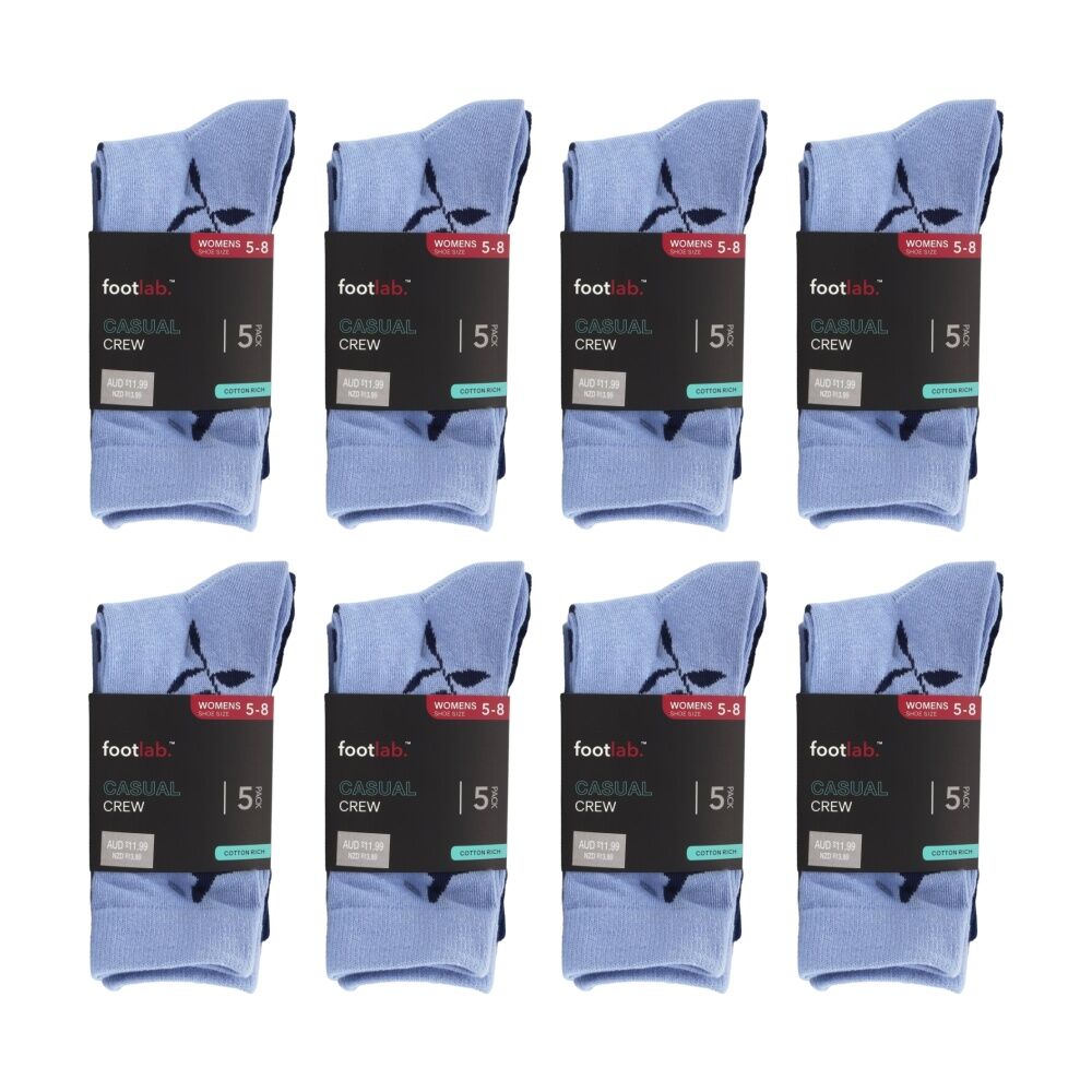 Footlab 5PK Footlab Women's Casual Crew Socks Cotton Rich Shoe Size 5-8 (8 Pack)
