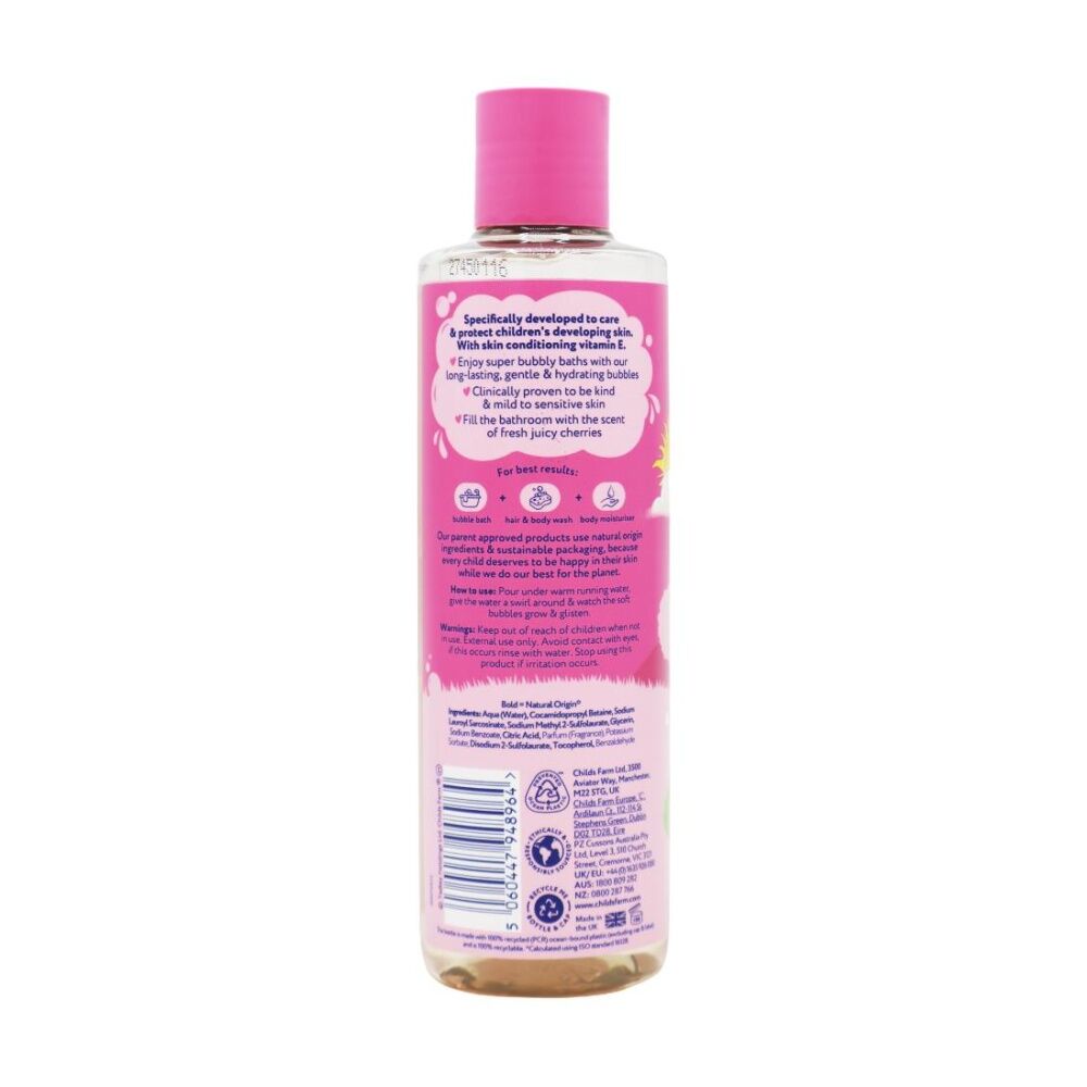 Childs Farm Sensitive Skin Experts Bubble Bath Cherry Scented 250ml (12 Pack) — image 3