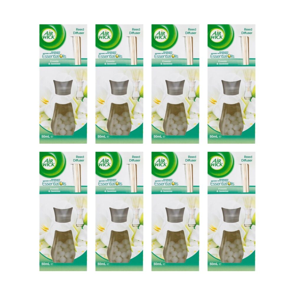 Air Wick Reed Diffuser Essential Oils Freesia And Jasmine 50mL (8 Pack)