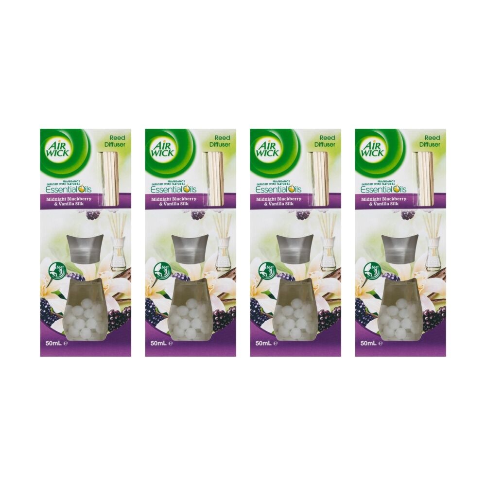 Air Wick Reed Diffuser Midnight Blackberry And Vanilla Silk 50mL (4 Pack)