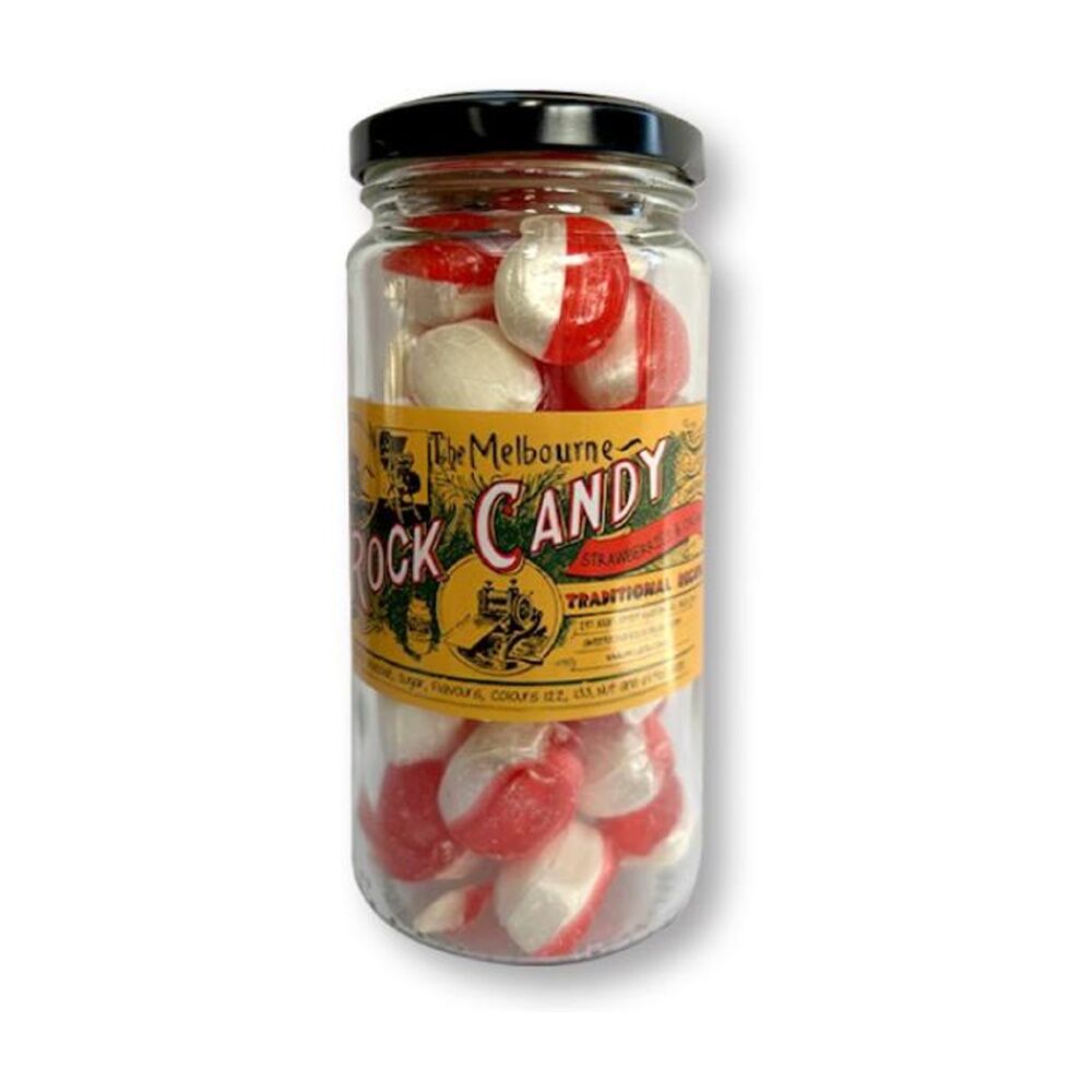 Melbourne Rock Candy Strawberries And Cream - Twisted Shape Lollies - Boiled Sweets - Traditional Confectionery - Secure Packaging - Generous