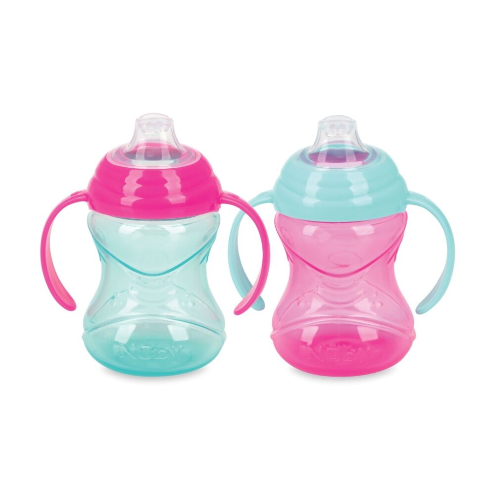 Nuby Clik-It Soft Spout Grip N Sip Toddler Cup 300ml Orange/Teal 4m+ (2 Pieces) — image 2
