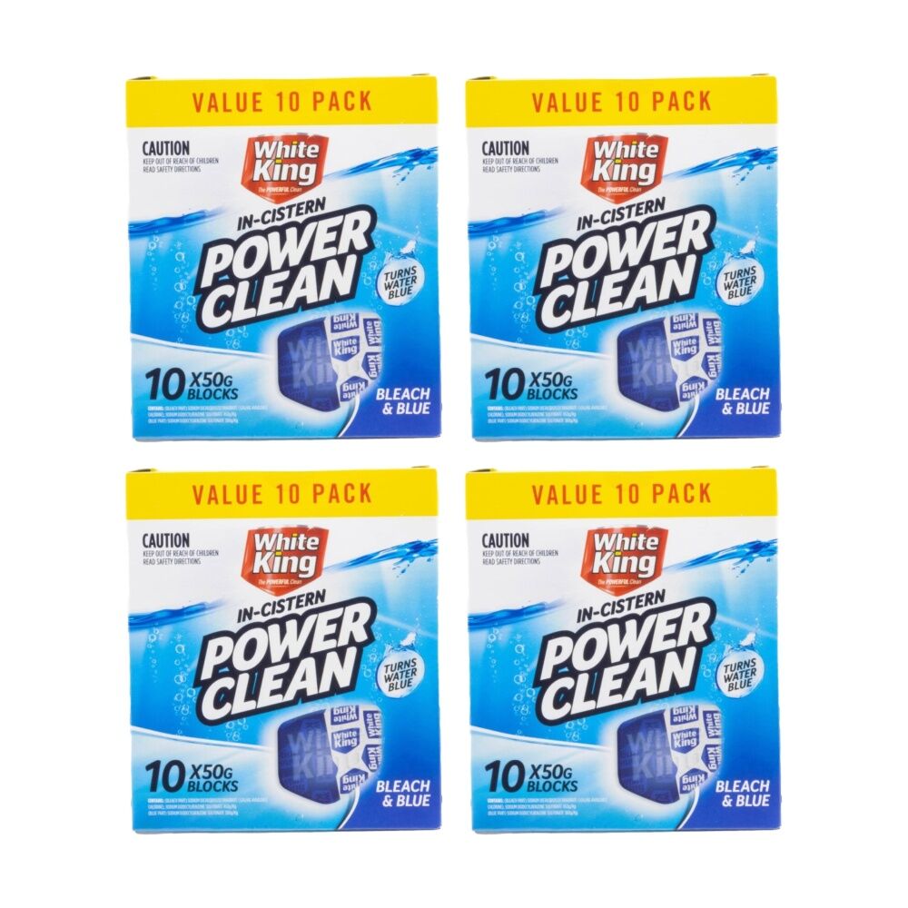 White King 4x10pc In Cistern Power Clean Toilet Blocks Value Pack 50g (4 Pack)