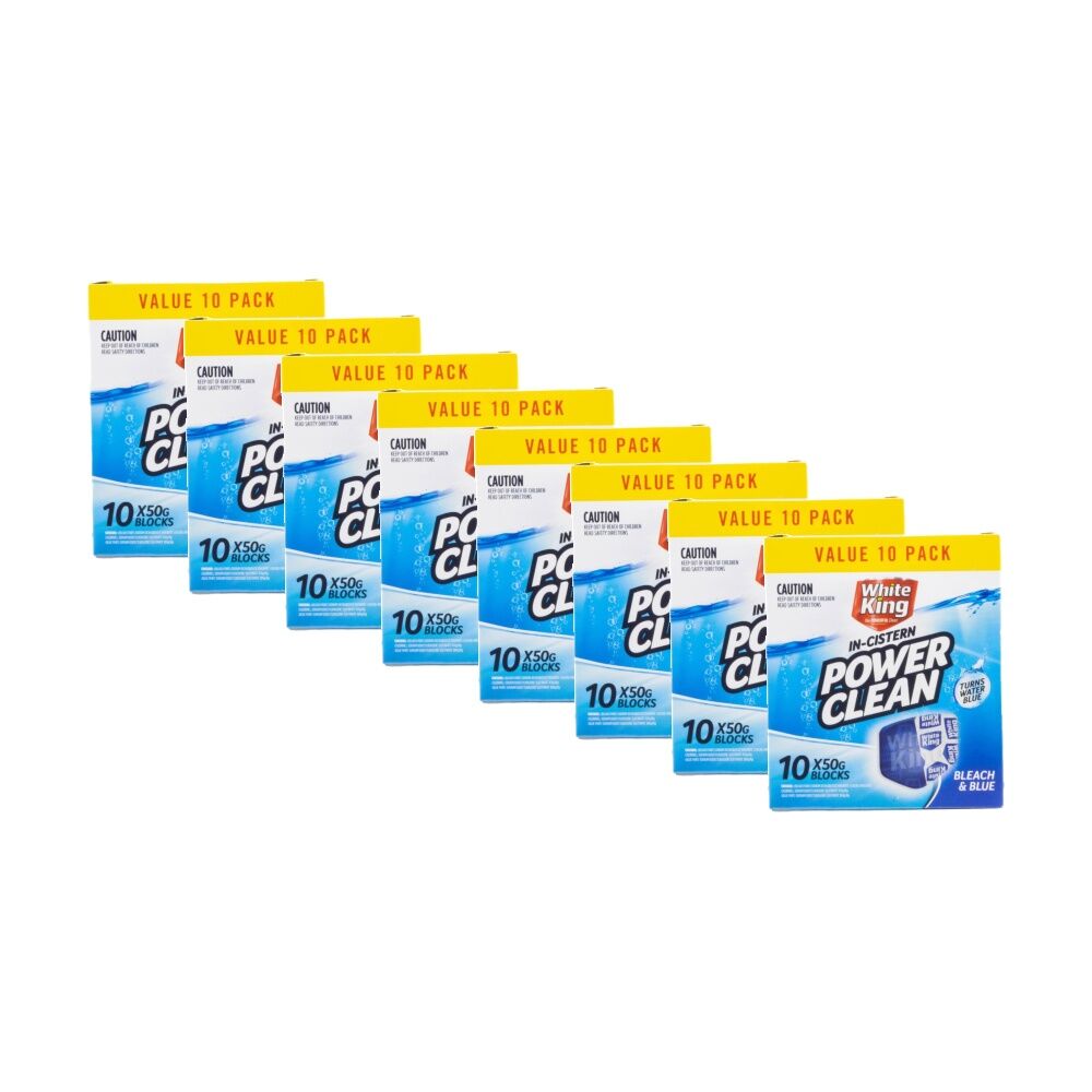 White King 10pc White King In-Cistern Power Clean Toilet Blocks Value Pack 50g (8 Pack)