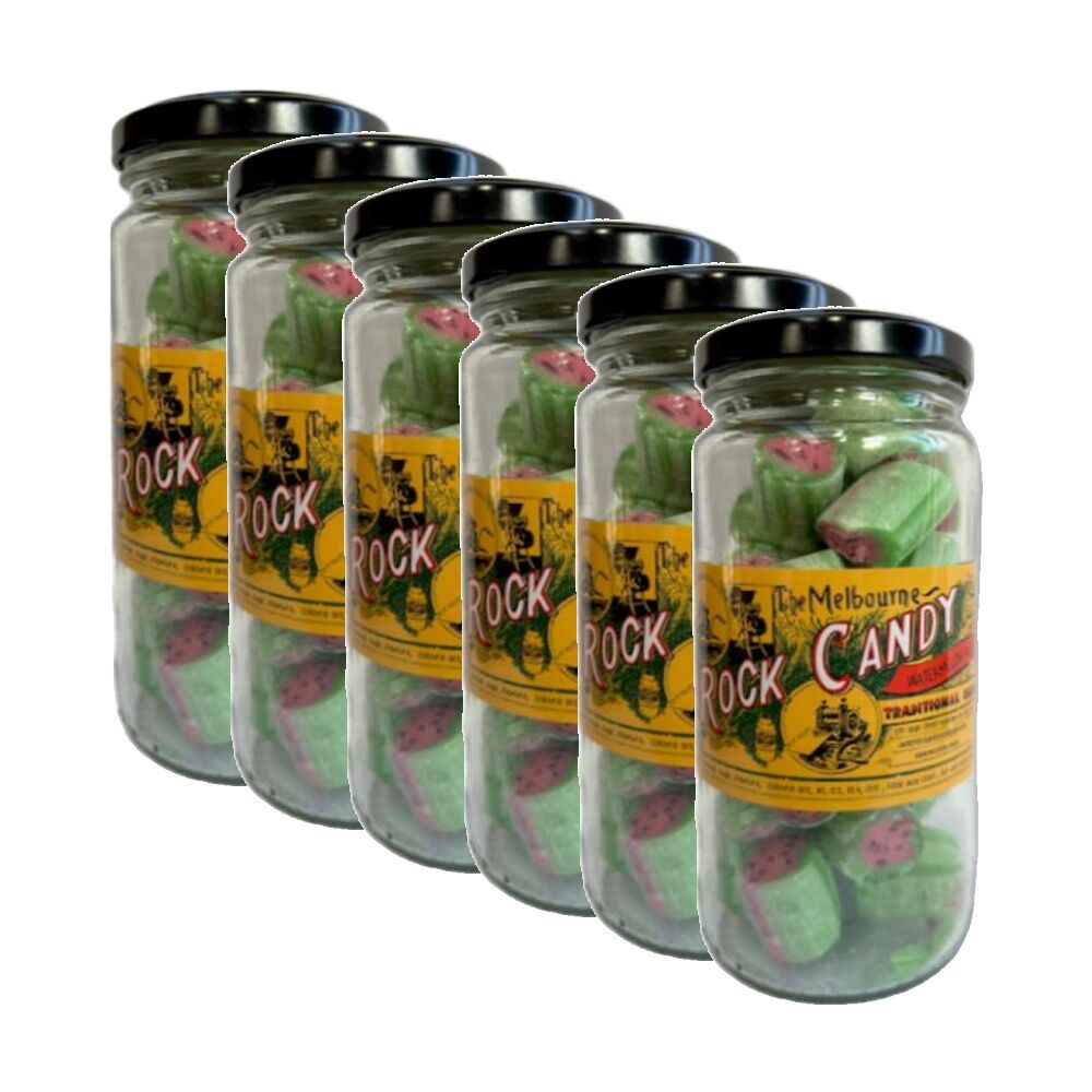 Melbourne Rock Candy Tradition Hard Boiled Sweets Lollies Watermelon (6 Pack)
