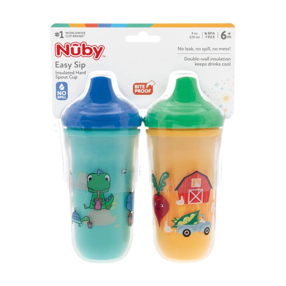 Nuby 2pc Nuby Insulated Hard Top Spout No Spill Cup 270ml Assorted 6m+ (2 Pack) — image 2