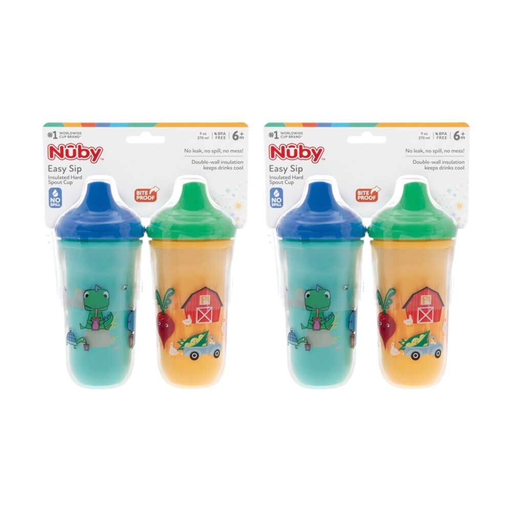 Nuby 2pc Nuby Insulated Hard Top Spout No Spill Cup 270ml Assorted 6m+ (2 Pack)