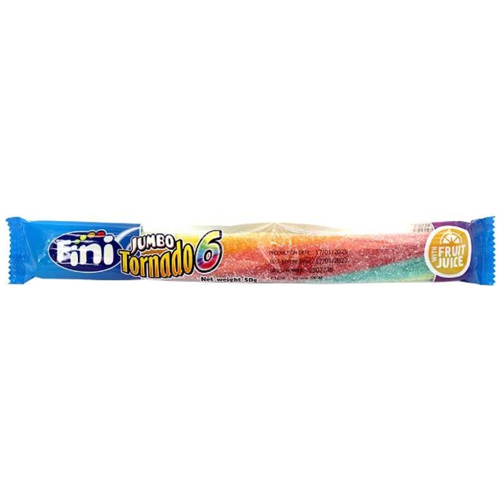 Fini Sour Jumbo Tornado Bars 50g Soft Ranbow Gummies/Lollies — image 4