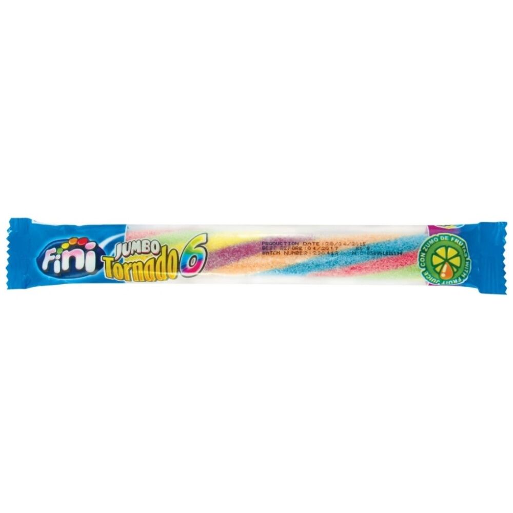 Fini Sour Jumbo Tornado Bars 50g Soft Ranbow Gummies/Lollies