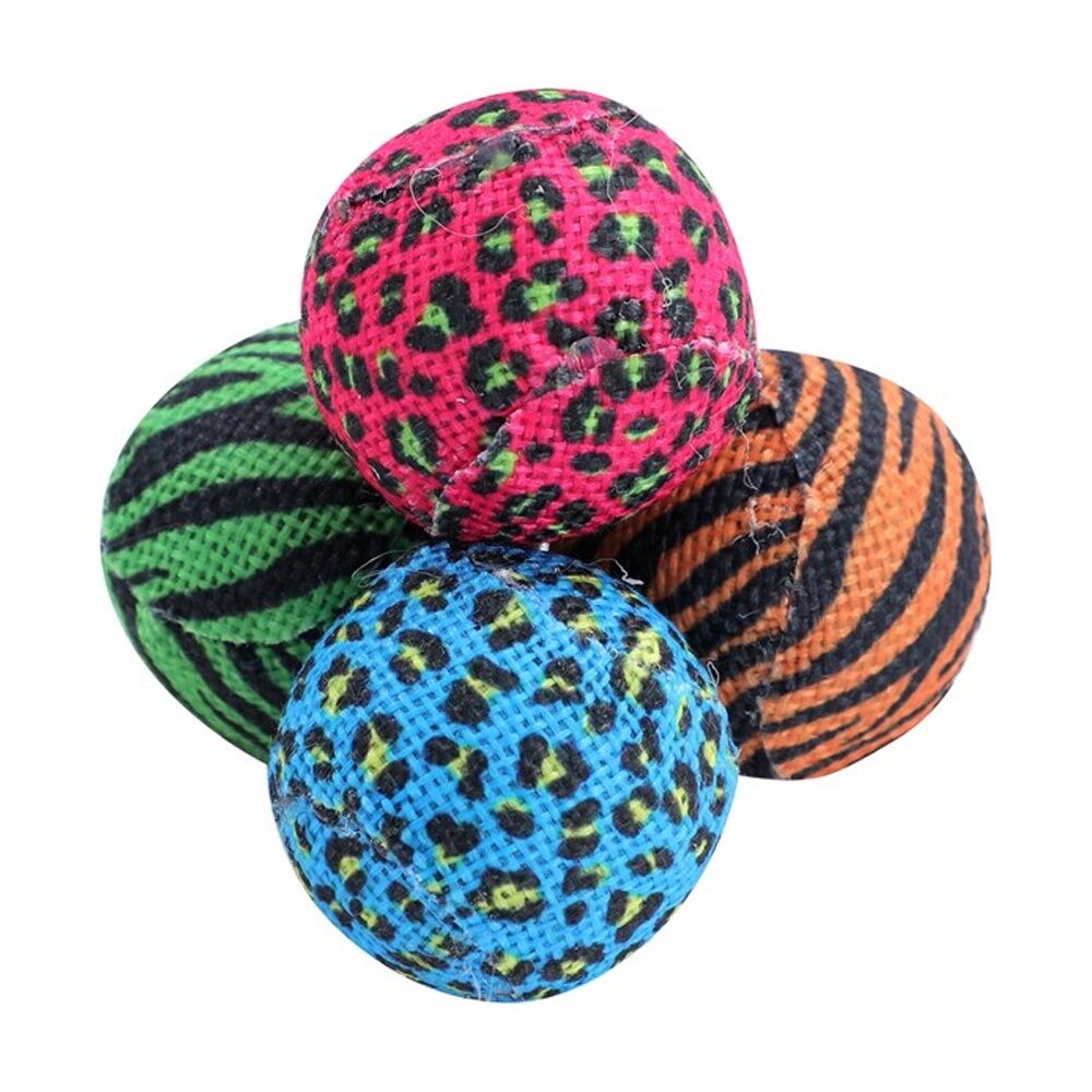 Paws and Claws Cara Cat Burlap Balls 4cm Noisy Rattle Play Toy Set Multicoloured (4 Pieces) — image 3