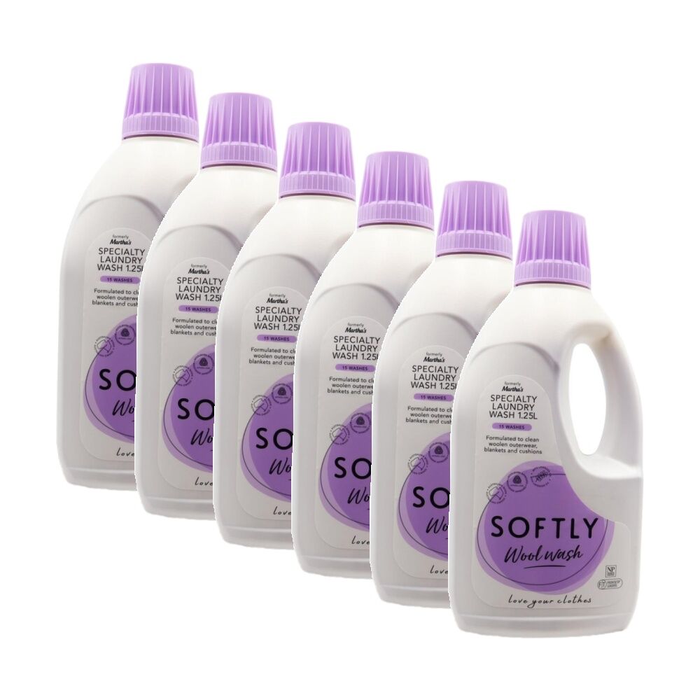 Softly Specialty Wool Front & Top Loader Laundry Wash 1.25L Lavender Scented (6 Pack)