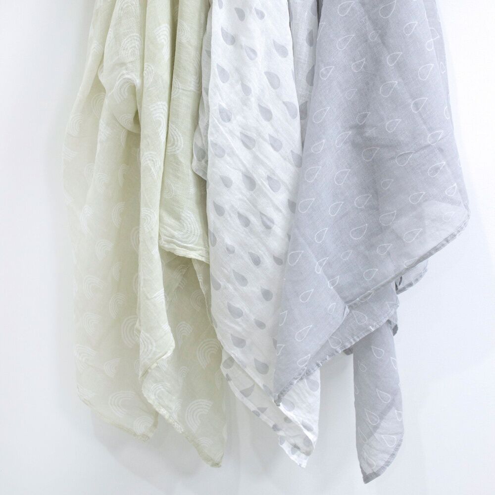 Bubba Blue 2x3pc Cotton Bamboo Baby Muslin Wraps Nordic Soft 120cm (2 Pack) — image 7