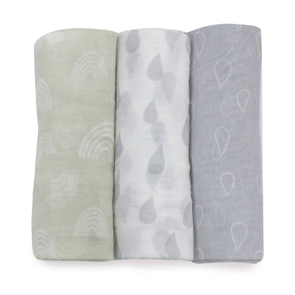 Bubba Blue 2x3pc Cotton Bamboo Baby Muslin Wraps Nordic Soft 120cm (2 Pack) — image 3