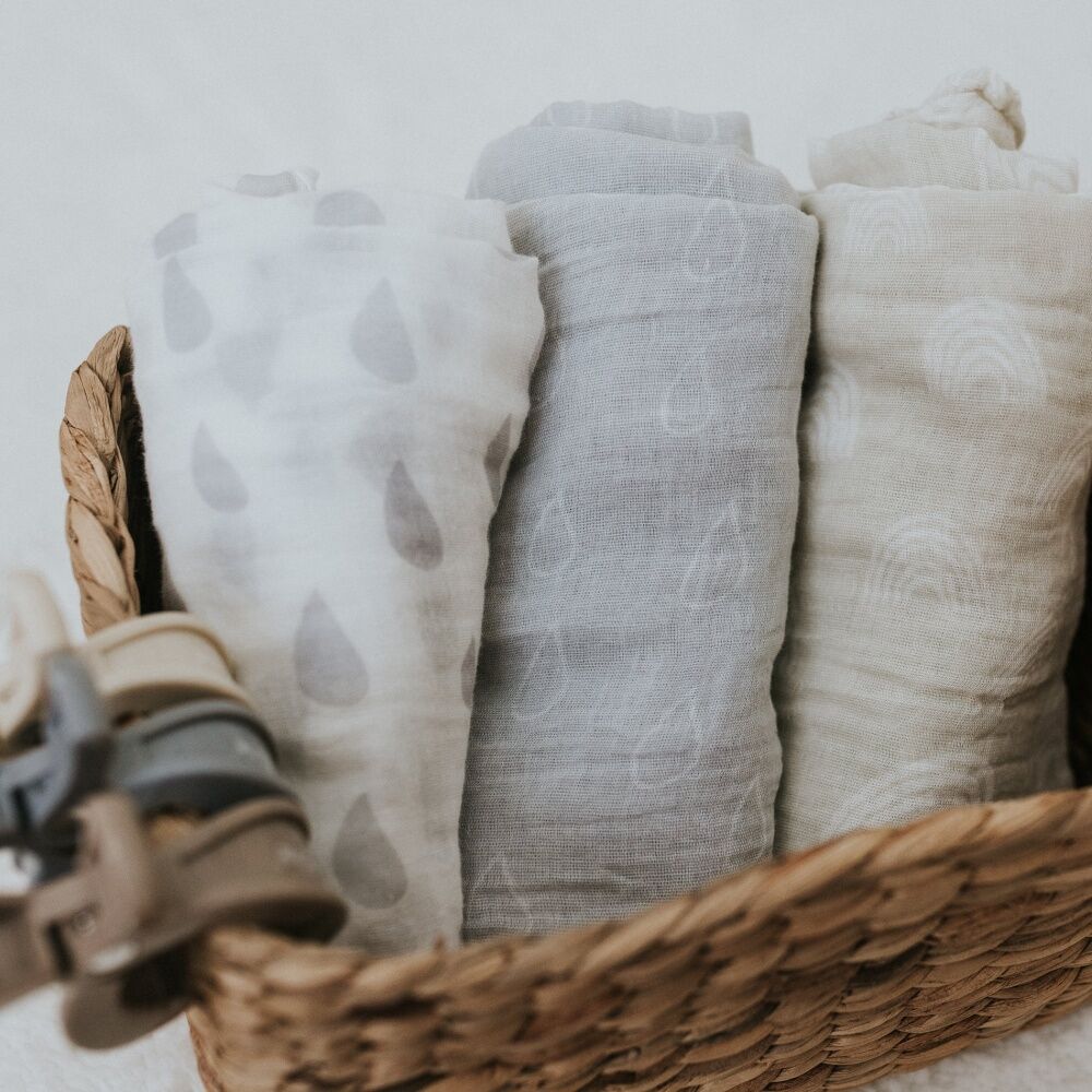 Bubba Blue 2x3pc Cotton Bamboo Baby Muslin Wraps Nordic Soft 120cm (2 Pack) — image 9