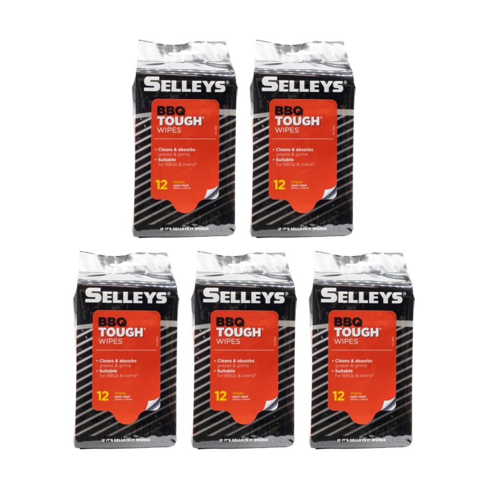 Selleys 12pc Selleys Wipes BBQ Tough Super Sized Cleaning Sponge Wipe Set 250x275mm (5 Pack)