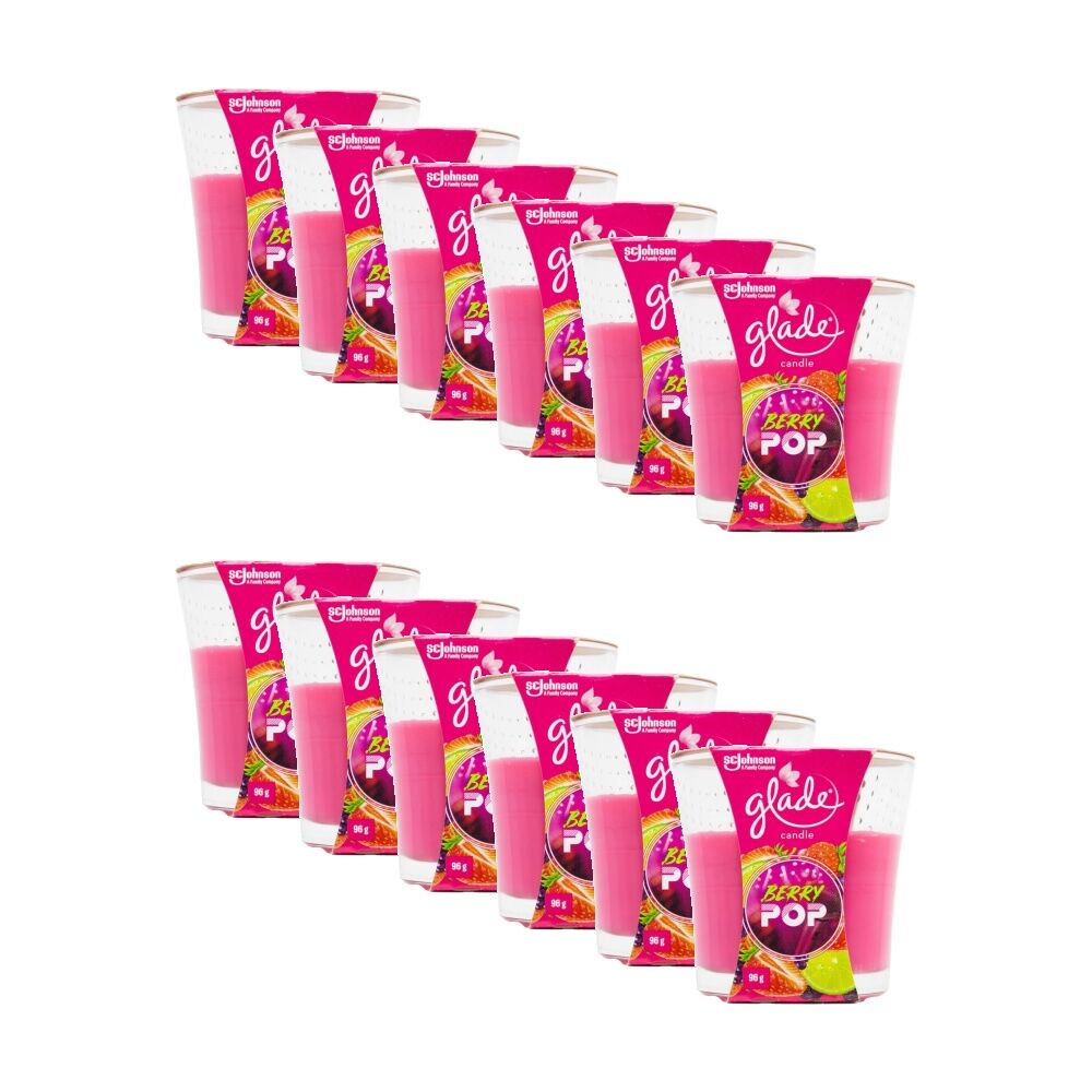 Glade Berry Pop Home Decor Candle Sweet Fruity Fragrance Scented 96g (12 Pack)