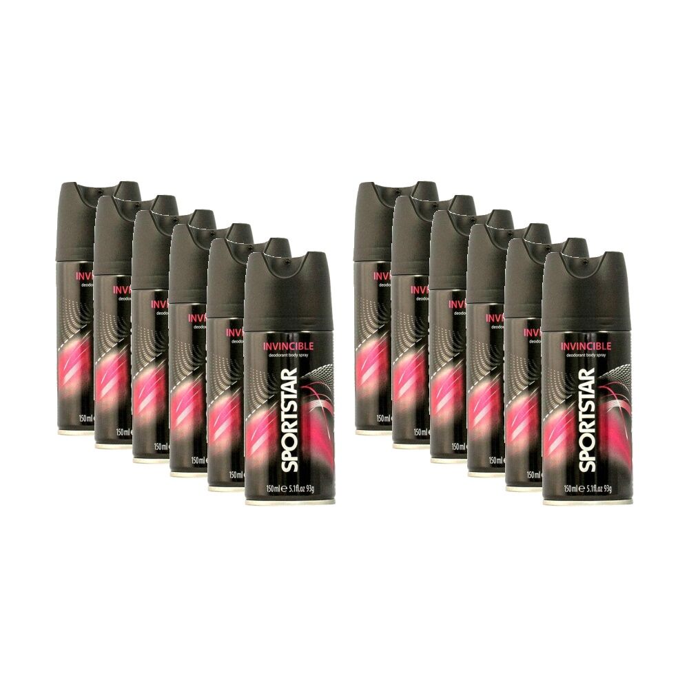 Sportstar Men's Deodorant/Body Spray Aerosol 150mL Invincible (12 Pack)