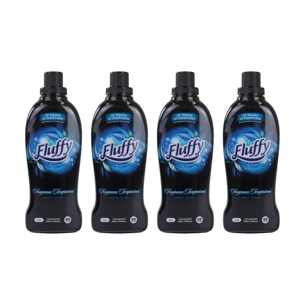 Fluffy Fabric Conditioner Temptations Aqua Desire Concentrated 850mL (4 Pack)