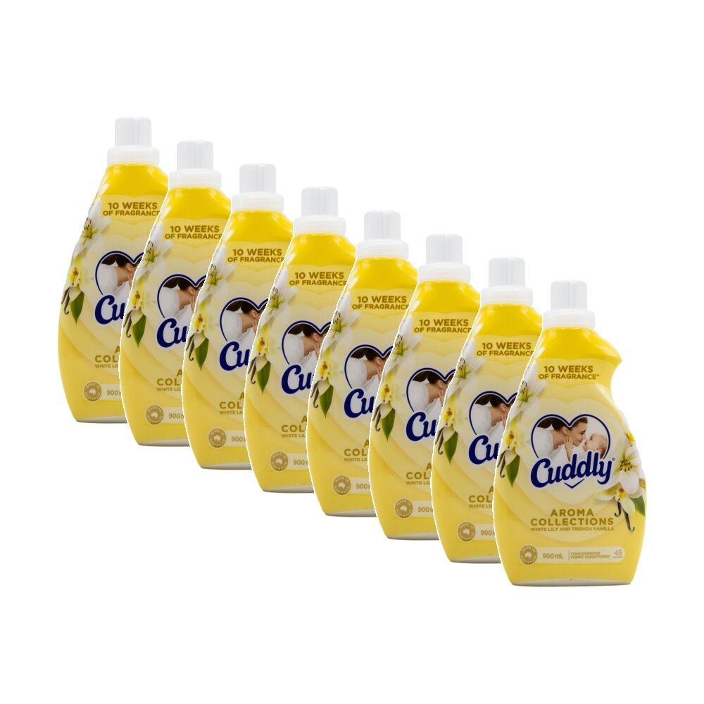 Cuddly Aroma Collections Fabric Conditioner 900ml White Lily French Vanilla (8 Pack)