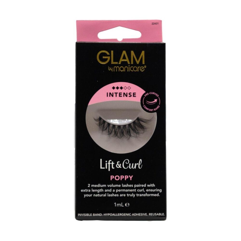 Manicare 1ml Intense Poppy Glam Lift & Curl 2 Wispy Lashes w/ Comfort Band