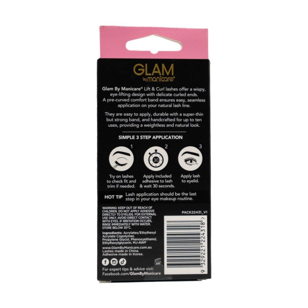 Manicare 1ml Intense Poppy Glam Lift & Curl 2 Wispy Lashes w/ Comfort Band — image 2