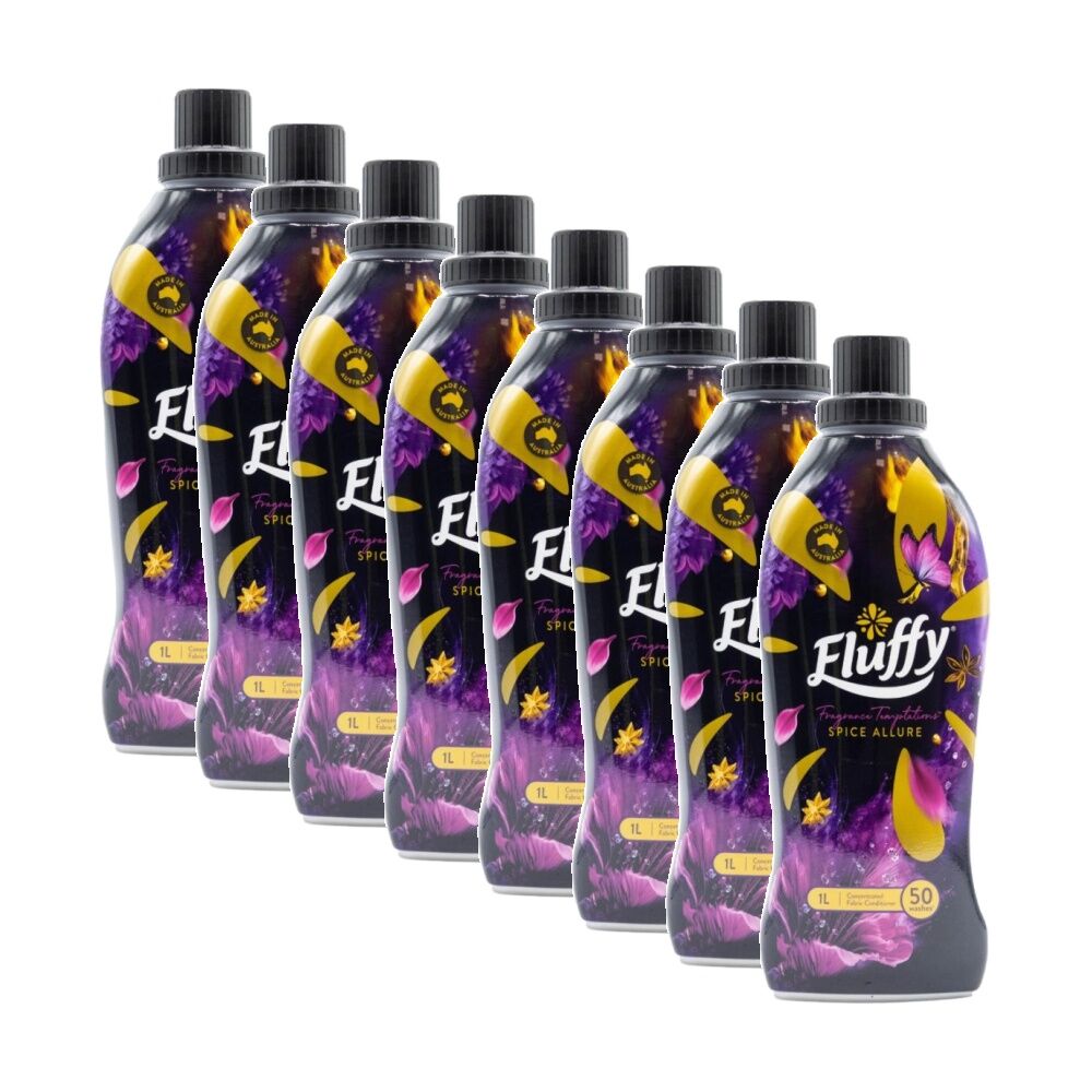 Fluffy Concentrated Laundry Fabric Softener/Conditioner 1L Spice Allure (8 Pack)