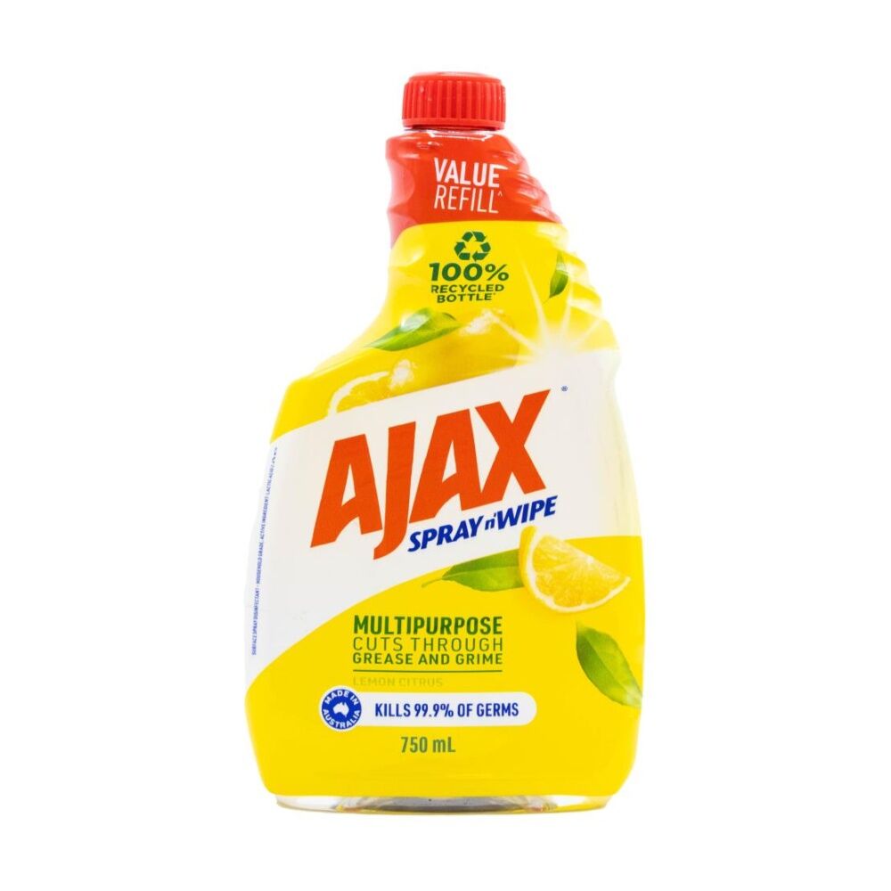 Ajax Spray & Wipe Multi-Purpose Cleaning Refill Bottle 750mL Lemon Citrus (8 Pack) — image 2