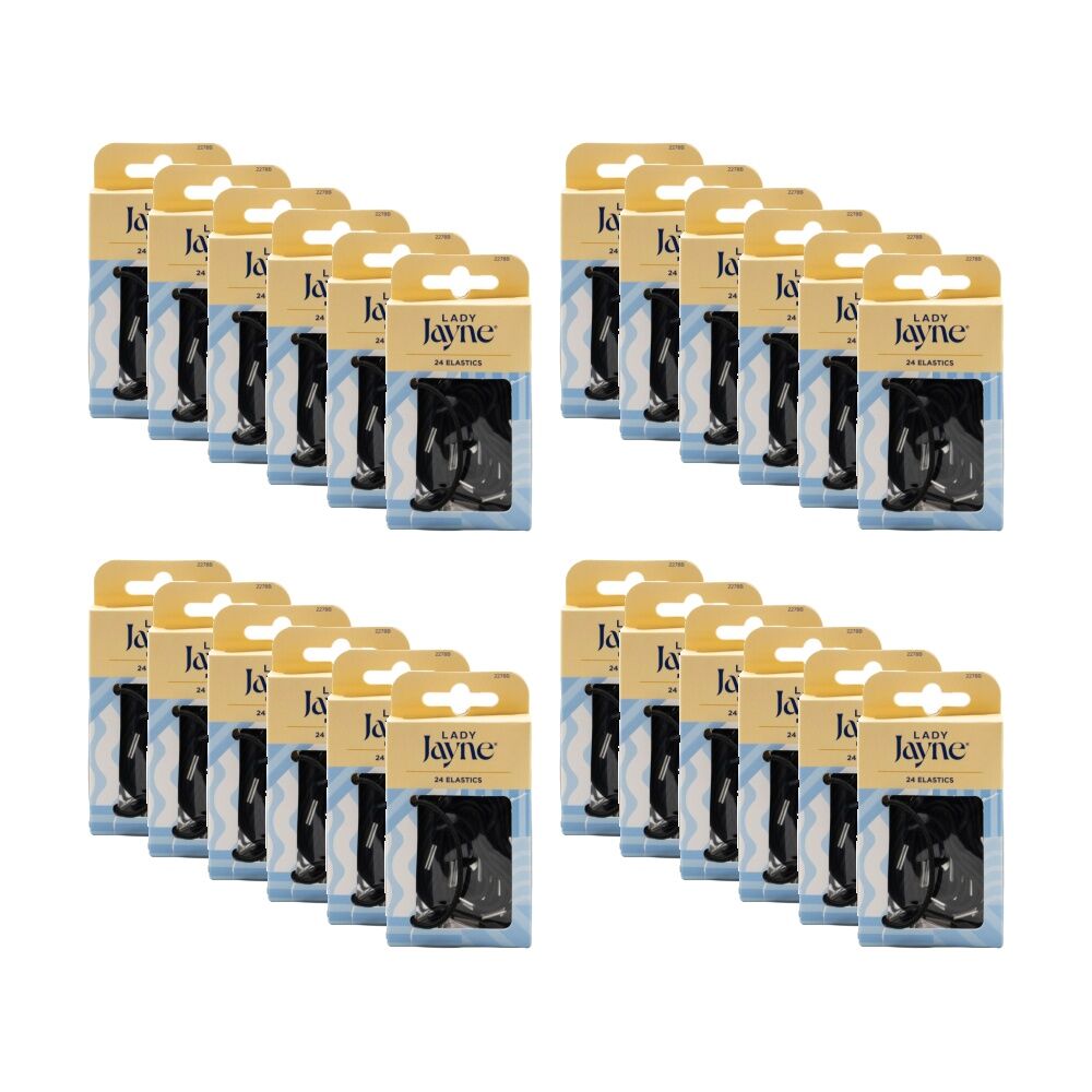 Lady Jayne 24pc Lady Jayne Metal Clasp Thin Hair Styling Tie Elastics Accessory Black (24 Pack)