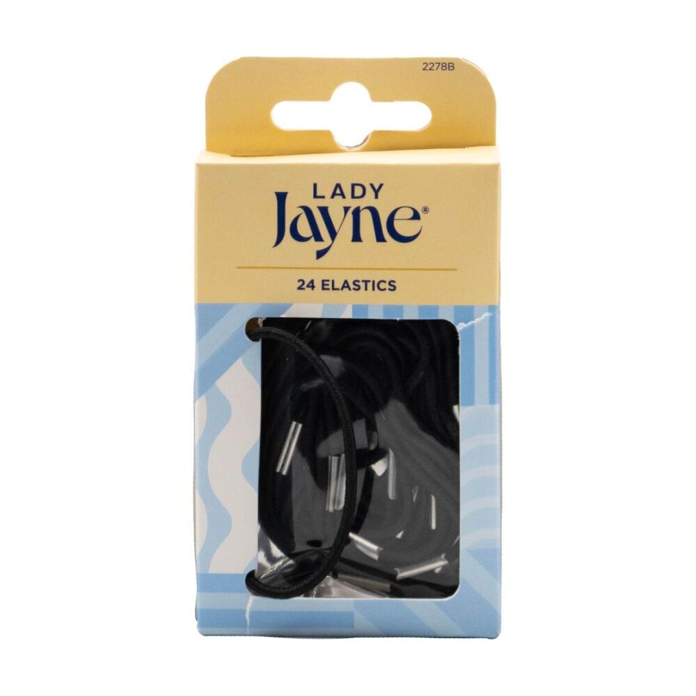 Lady Jayne Metal Clasp Thin Hair Styling Tie Elastics Accessory Black (24 Pieces)