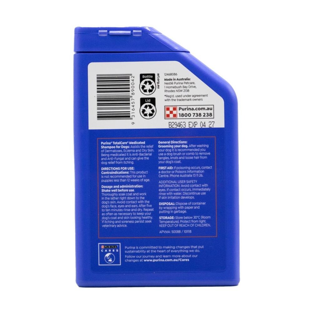 Purina 350ml Medicated Total Care Anti-Bacterial Anti-Fungal Dog Shampoo — image 2