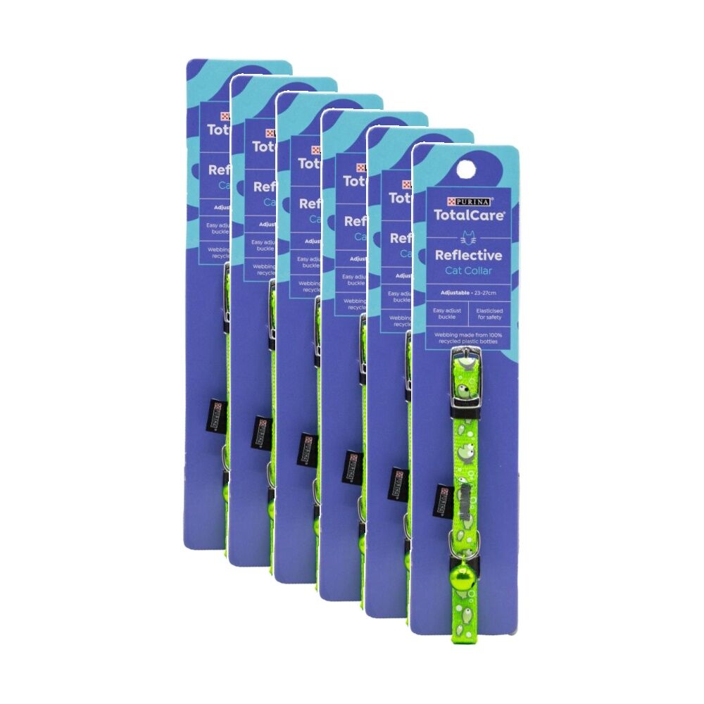 Purina Total Care Reflective Adjustable Cat Collar w/ Bell 23-27cm Assorted (6 Pack)