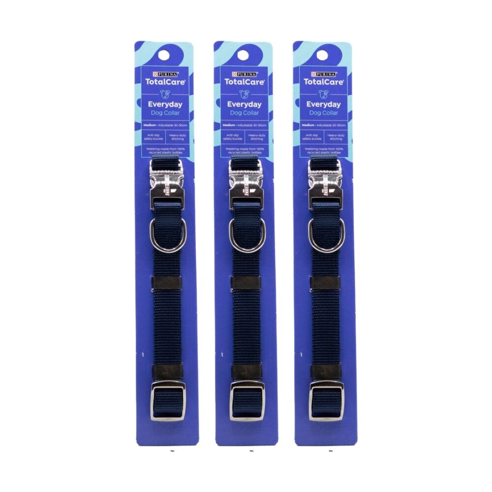 Purina Total Care Everyday Adjustable Dog Collar Medium 30-50cm Assorted (3 Pack)