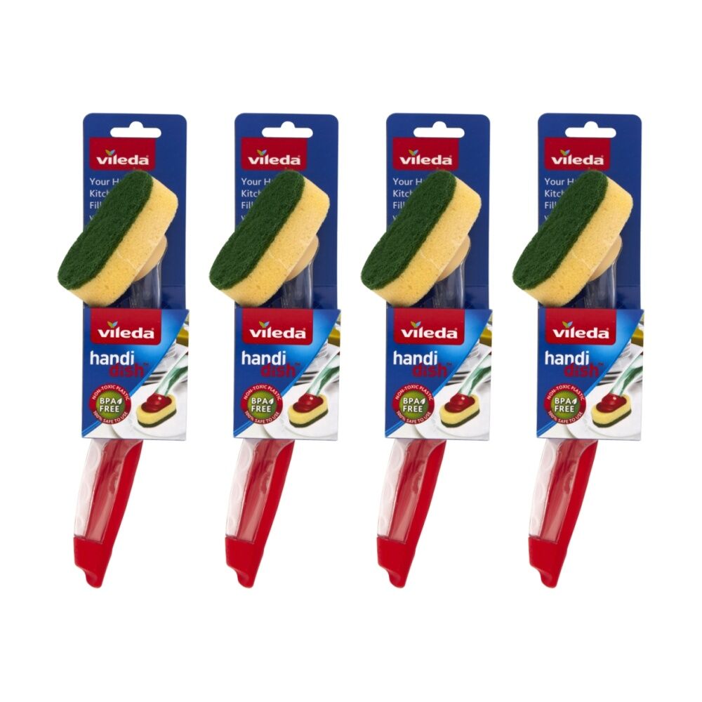 Vileda Handi Dish Refillable Dish-Handle Soap Dispensing Handle (4 Pack)