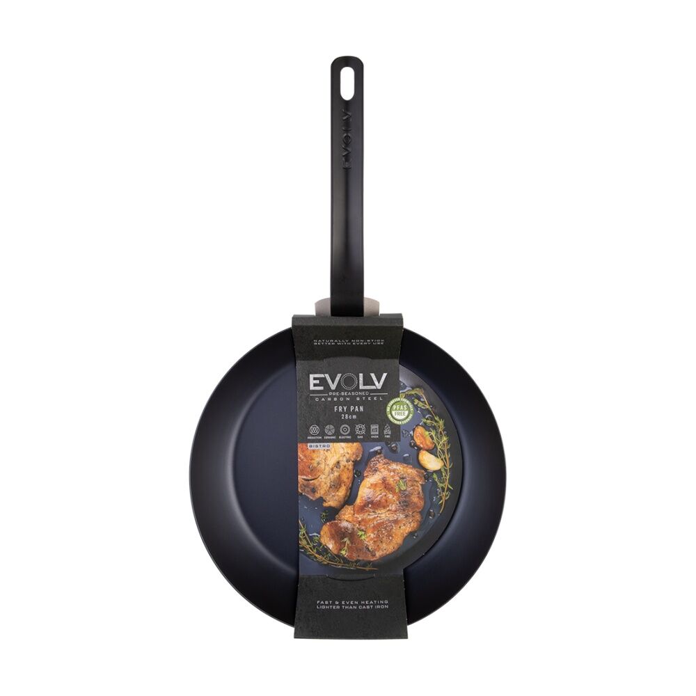 Evolv Pre-Seasoned Heavy Gauge Fast Heat Carbon Steel Fry Pan 28cm Evolv — image 3