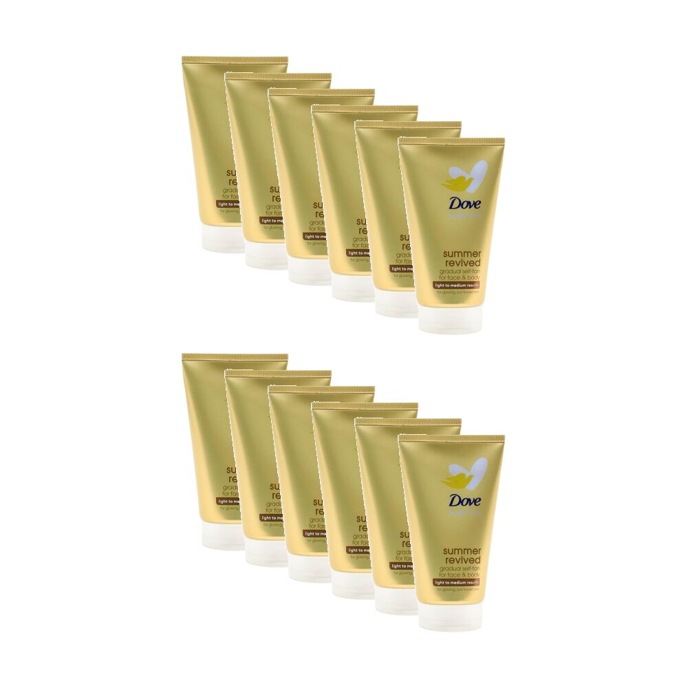 Dove Gradual Self Tan For Face & Body Light To Medium Result 75ml (12 Pack)