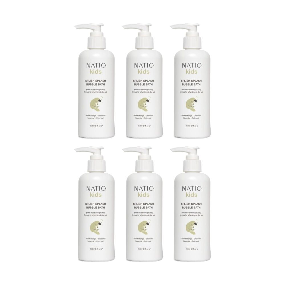 Natio Kids Bubble Bath Splish Splash Sweet Orange Grapefruit Lavender 250mL (6 Pack)