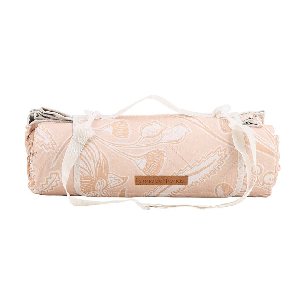 Annabel Trends 2x2m Picnic Mat Trailing Natives Tan w/ Extendable Strap