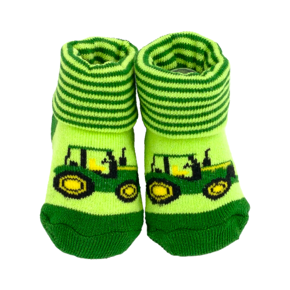 John Deere 0-6M Baby Tractor Cotton Blend French Terry Cuff Booties