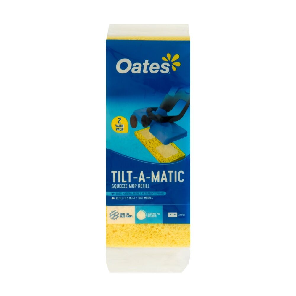 Oates Tilt-A-Matic Squeeze Mop Refill With Scour Dot Compatible (2 Pieces)